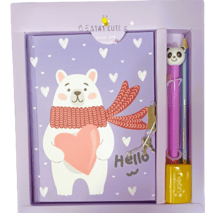 ΣΕΤ DIARY CUTE BEAR 13X18CM ΛΙΛΑ