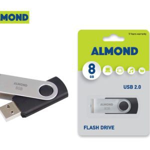 ALMOND FLASH DRIVE USB 8GB TWISTER ΜΑΥΡΟ