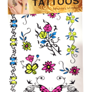 TEMPORARY ART TATTOOS FLOWER BUTTERFLY