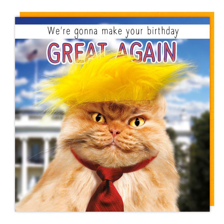 ΕΥΧΕΤΗΡΙΑ ΚΑΡΤΑ CAT MAKING BIRTHDAY'S GREAT AGAIN ΜΕ ΜΑΛΛΑΚΙΑ