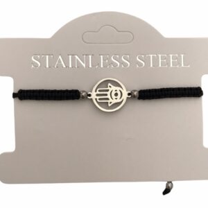 SIMPLE BLACK BRACELET HAMSA HAND